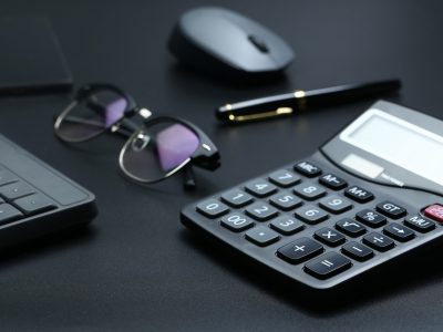 black office business equipment on black background black office business equipment on black background